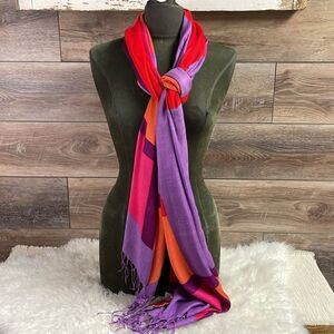 Apt 9 Rayon ColorBlock Scarve Scarf Red Purple One Size NWT 22”W x 80”L approx